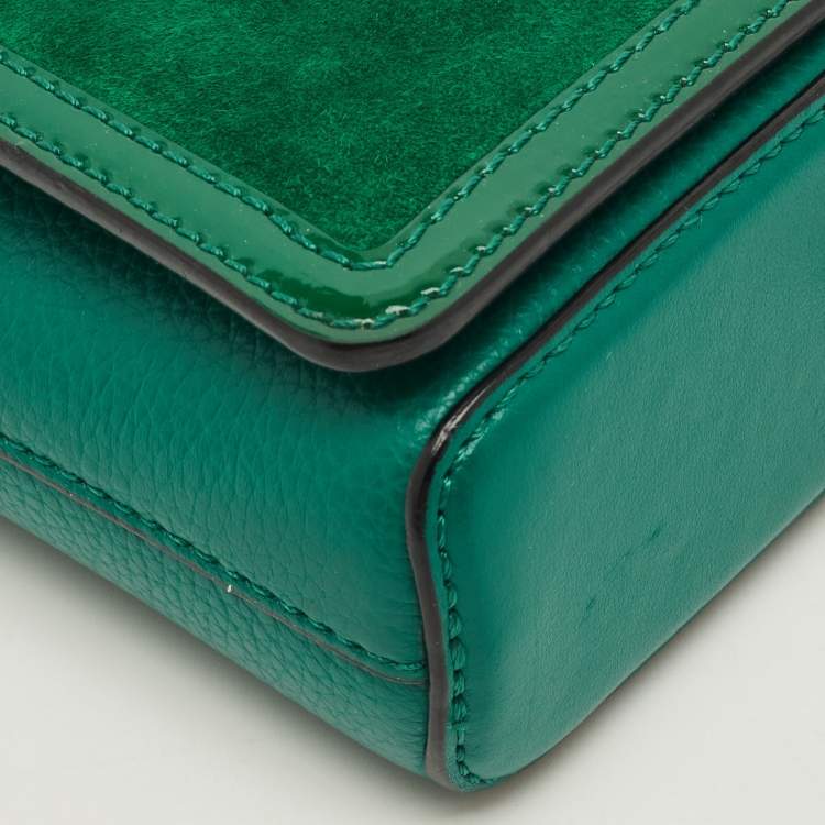 مملوكة مسبقًا Christian Louboutin Rubylou Green Leather and Suede Clutch Bag