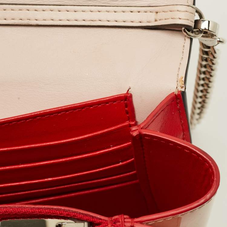 Pre Owned Christian Louboutin Paloma Embellished Leather and Patent Leather Chain Clutch