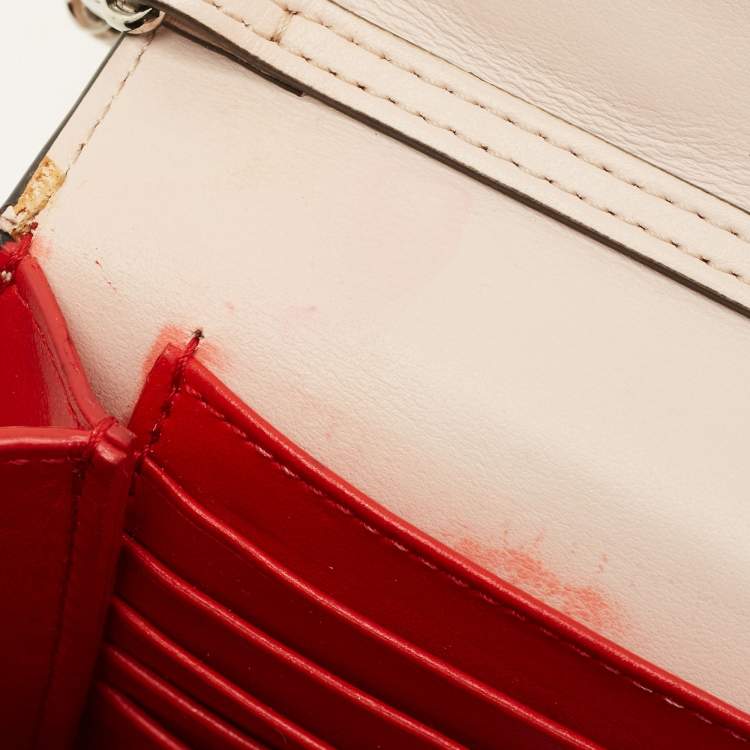 Pre Owned Christian Louboutin Paloma Embellished Leather and Patent Leather Chain Clutch