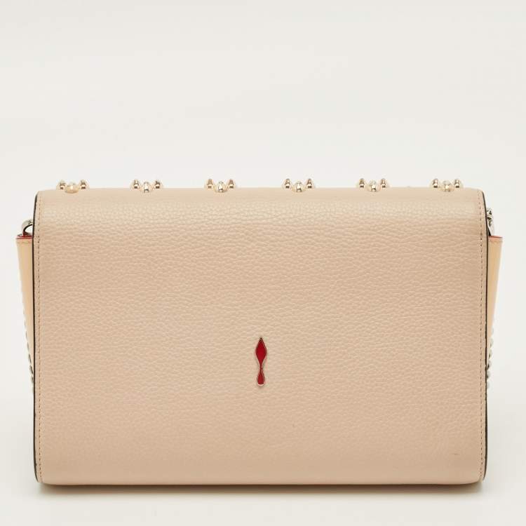 Pre Owned Christian Louboutin Paloma Embellished Leather and Patent Leather Chain Clutch