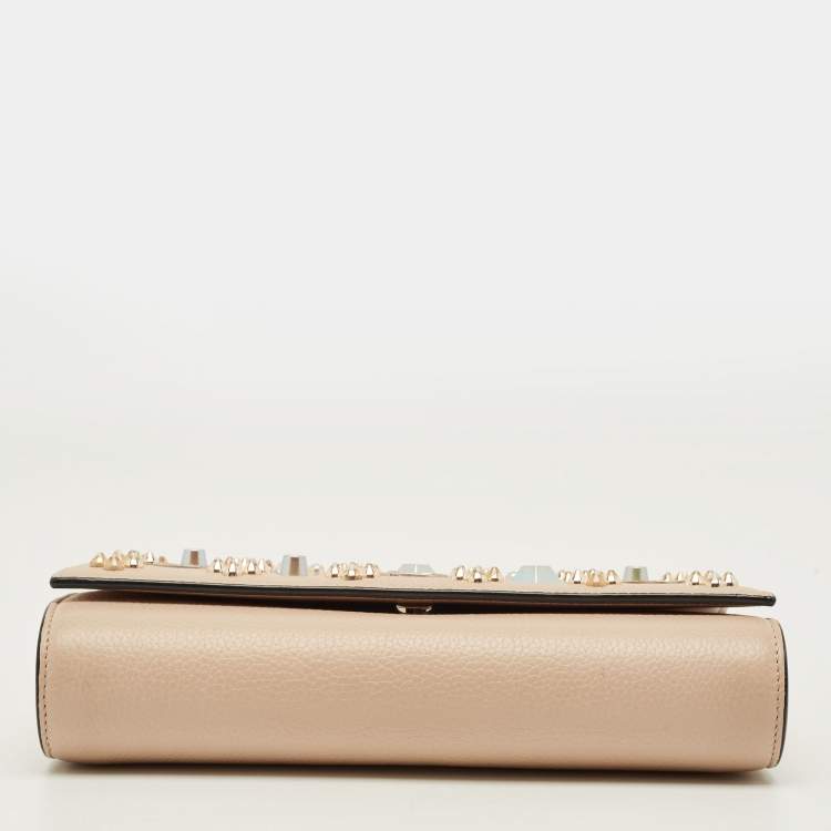 Pre Owned Christian Louboutin Paloma Embellished Leather and Patent Leather Chain Clutch