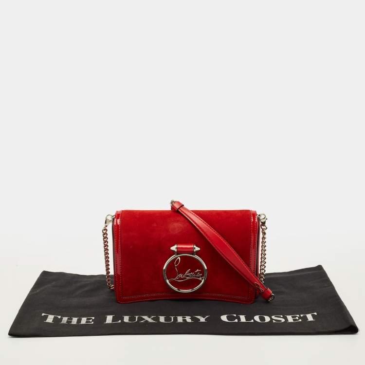 Pre Owned Christian Louboutin Rubylou Red Leather and Suede Clutch Bag