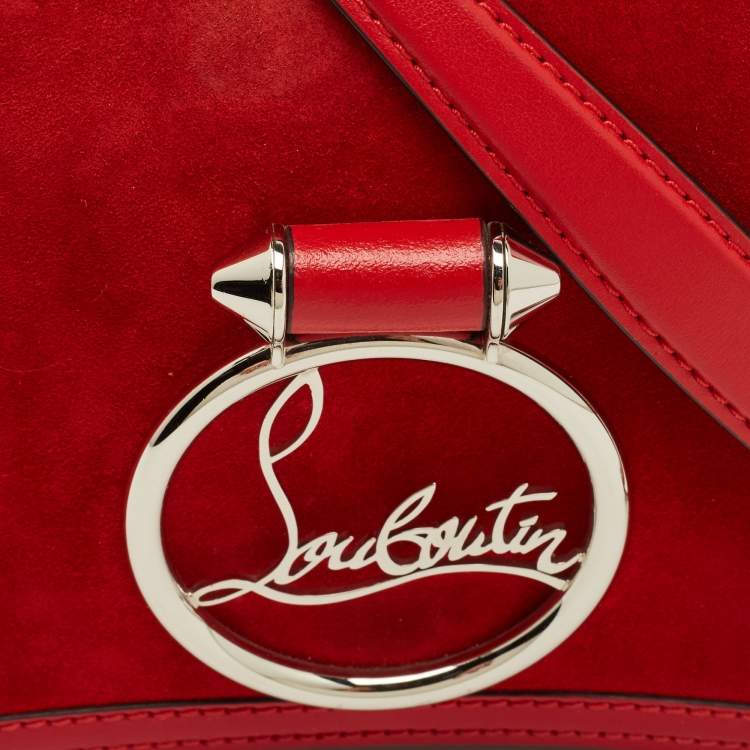 Pre Owned Christian Louboutin Rubylou Red Leather and Suede Clutch Bag