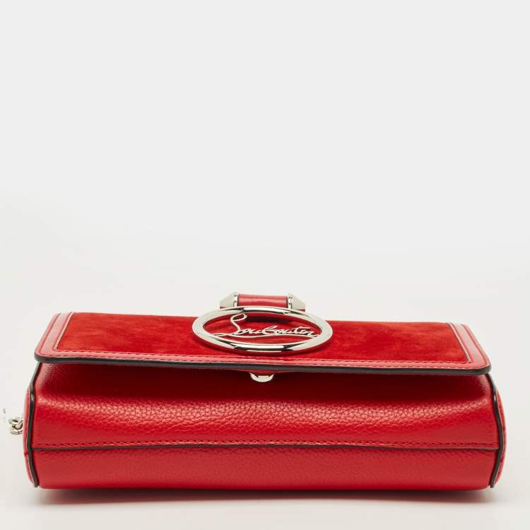 Pre Owned Christian Louboutin Rubylou Red Leather and Suede Clutch Bag