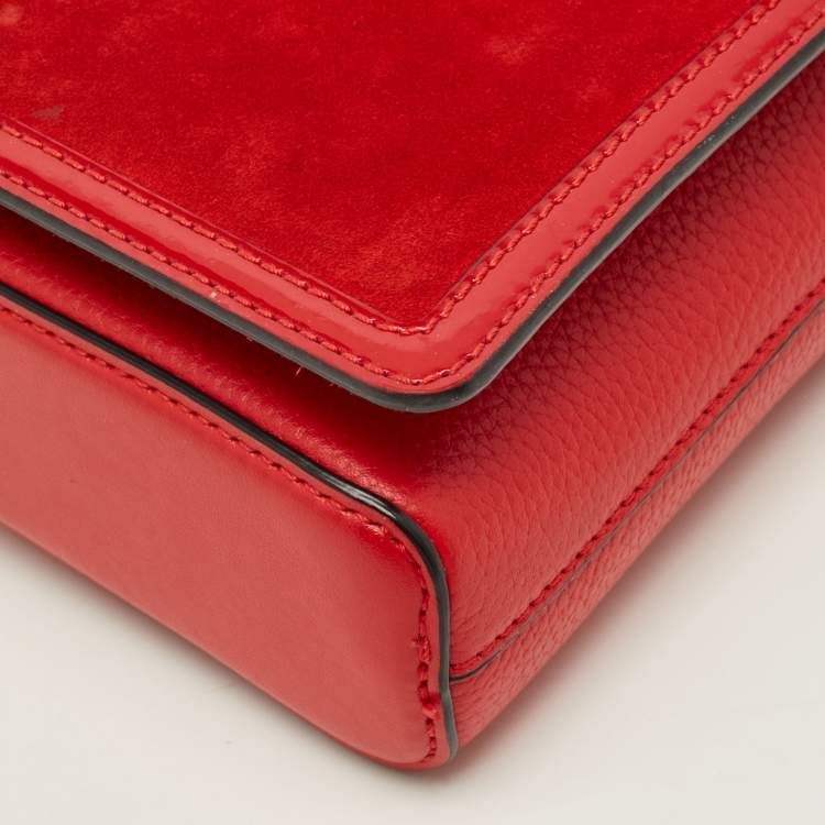 Pre Owned Christian Louboutin Rubylou Red Leather and Suede Clutch Bag