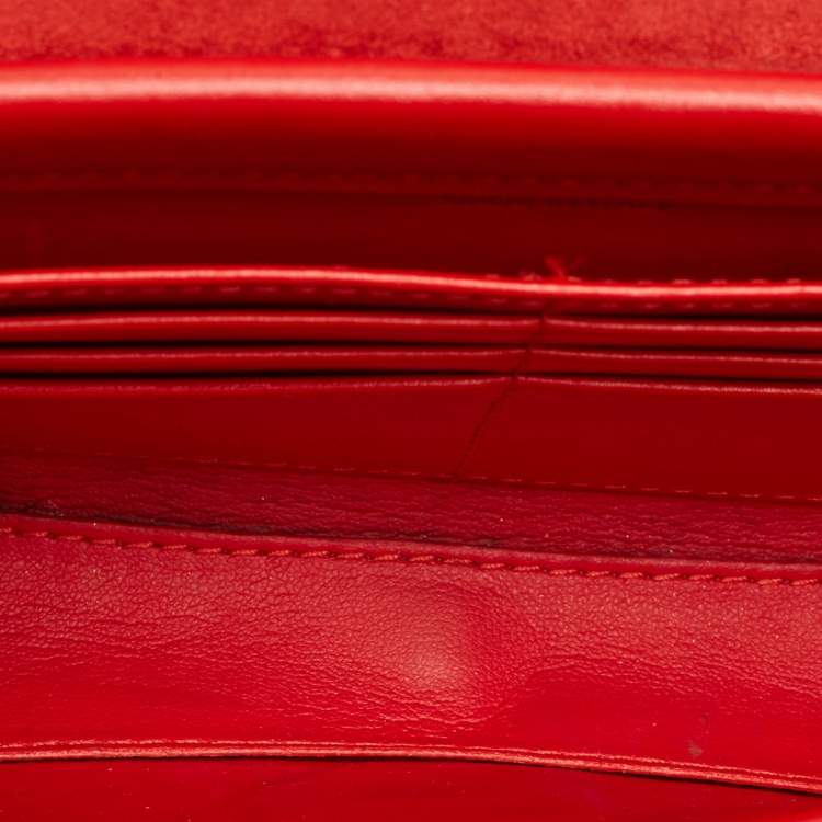 Pre Owned Christian Louboutin Rubylou Red Leather and Suede Clutch Bag