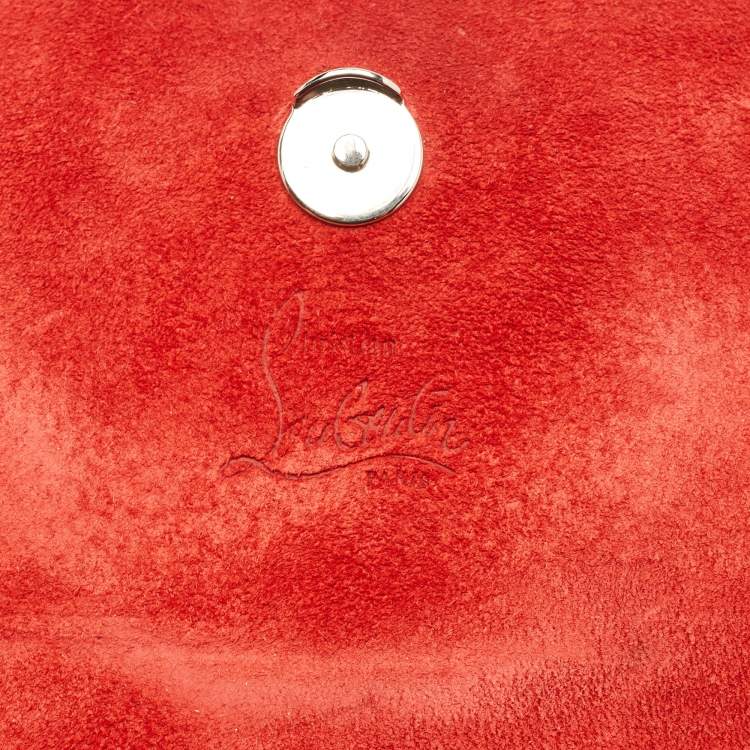 Pre Owned Christian Louboutin Rubylou Red Leather and Suede Clutch Bag