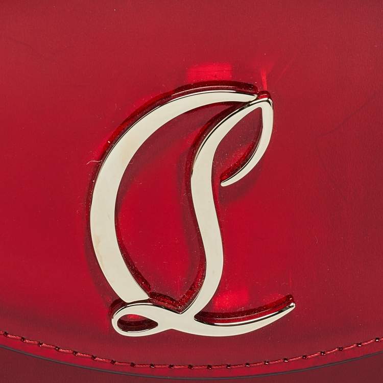 Pre Owned Christian Louboutin Loubi54 Small Red Patent Leather Clutch