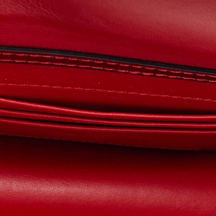 Pre Owned Christian Louboutin Loubi54 Small Red Patent Leather Clutch