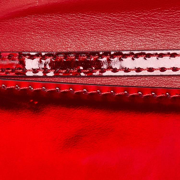 Pre Owned Christian Louboutin Loubi54 Small Red Patent Leather Clutch