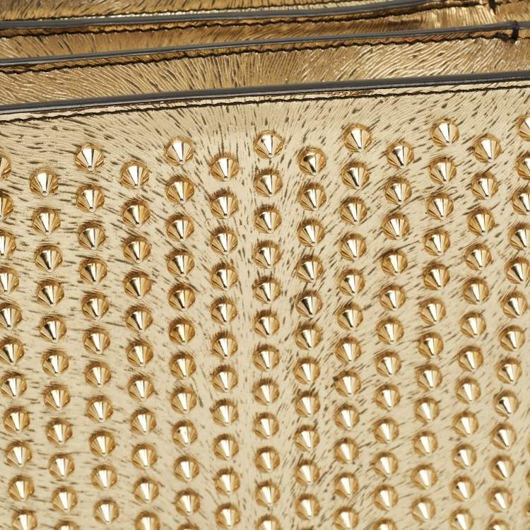 Pre Owned Christian Louboutin Triloubi Chain Gold Textured Leather Bag