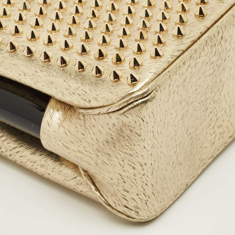 Pre Owned Christian Louboutin Triloubi Chain Gold Textured Leather Bag