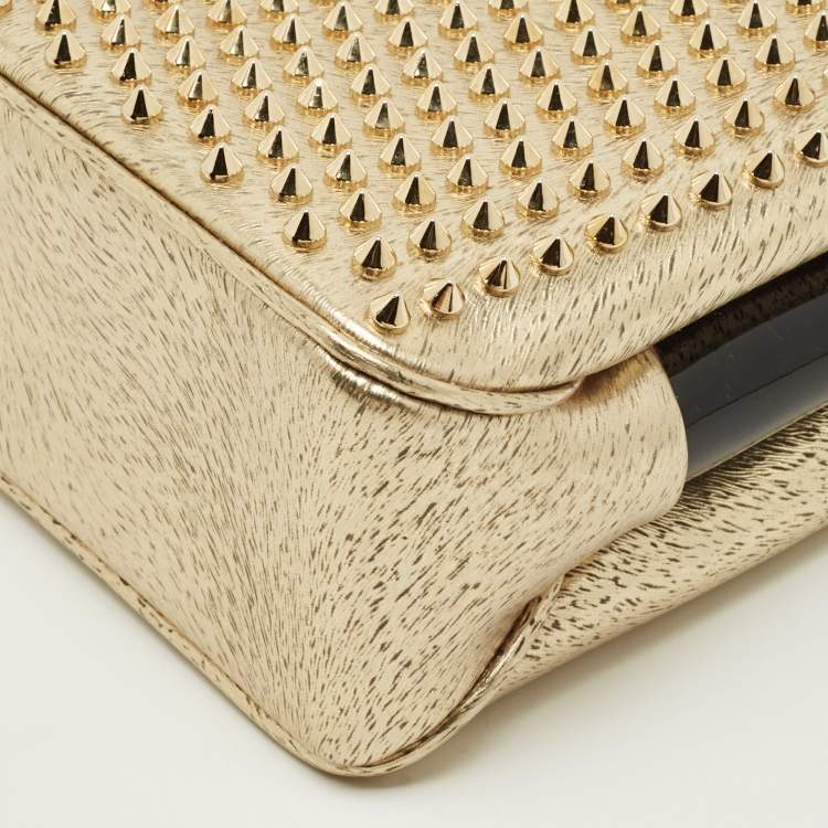 Pre Owned Christian Louboutin Triloubi Chain Gold Textured Leather Bag