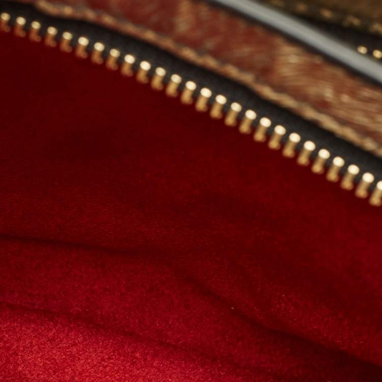 Pre Owned Christian Louboutin Triloubi Chain Gold Textured Leather Bag