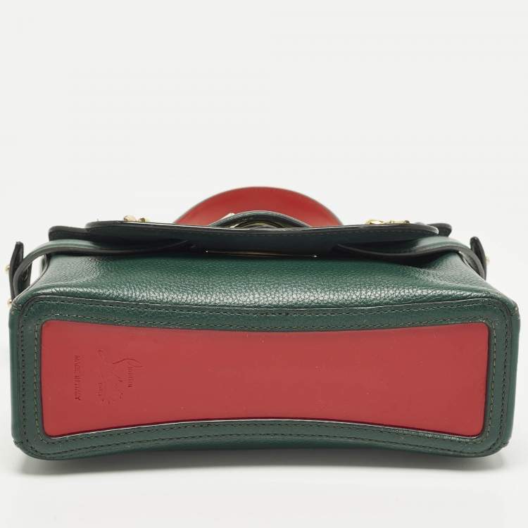 Pre Owned Christian Louboutin Rubylou Crystals Green Leather Flap Bag