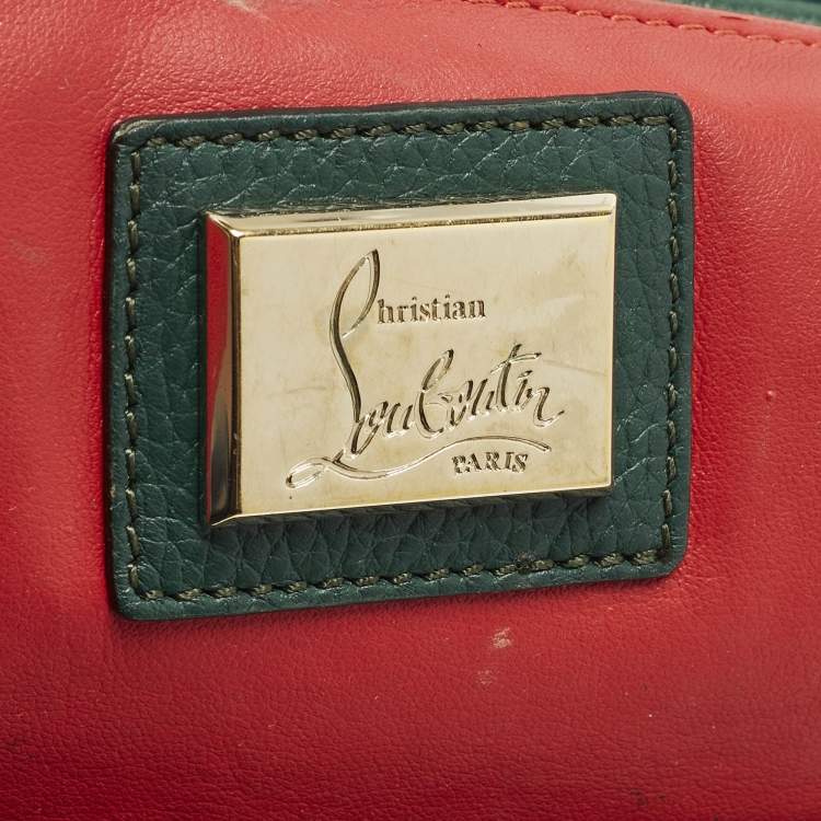 Pre Owned Christian Louboutin Rubylou Crystals Green Leather Flap Bag