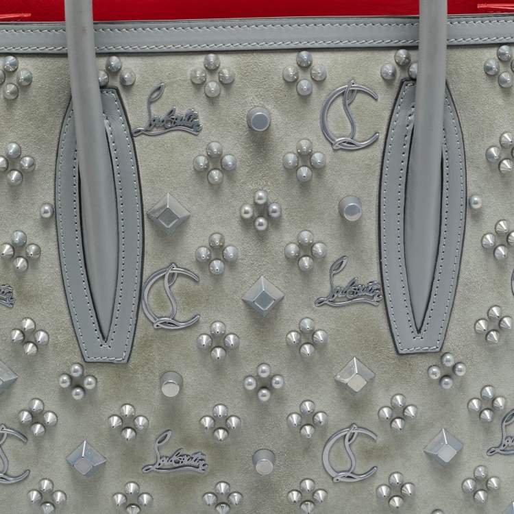 مملوكة مسبقًا Christian Louboutin Paloma Spiked Medium Grey Suede and Leather Tote