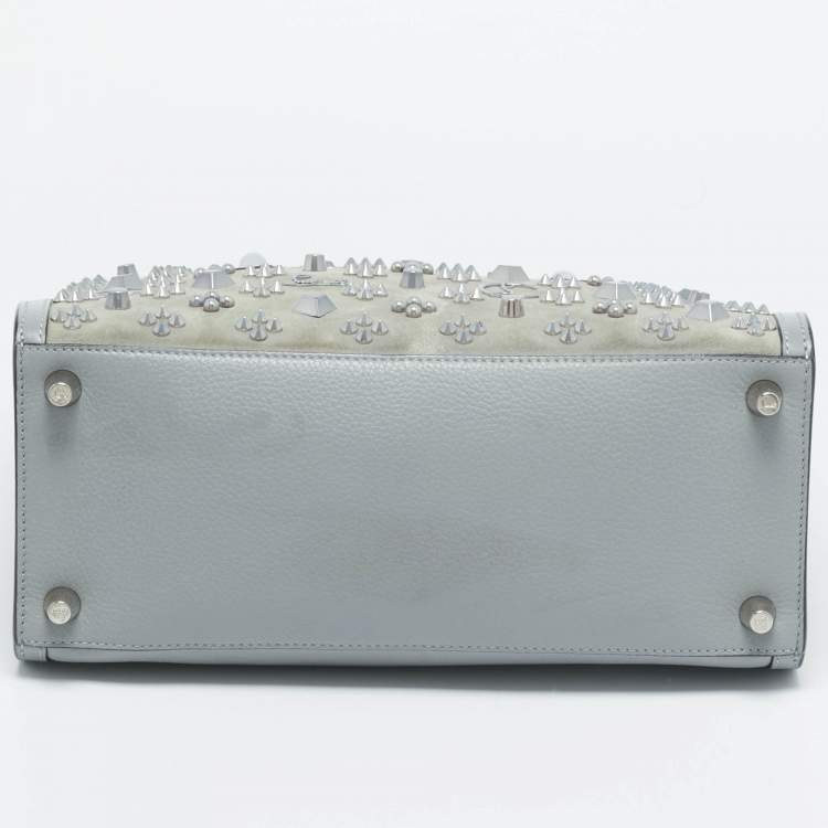 مملوكة مسبقًا Christian Louboutin Paloma Spiked Medium Grey Suede and Leather Tote