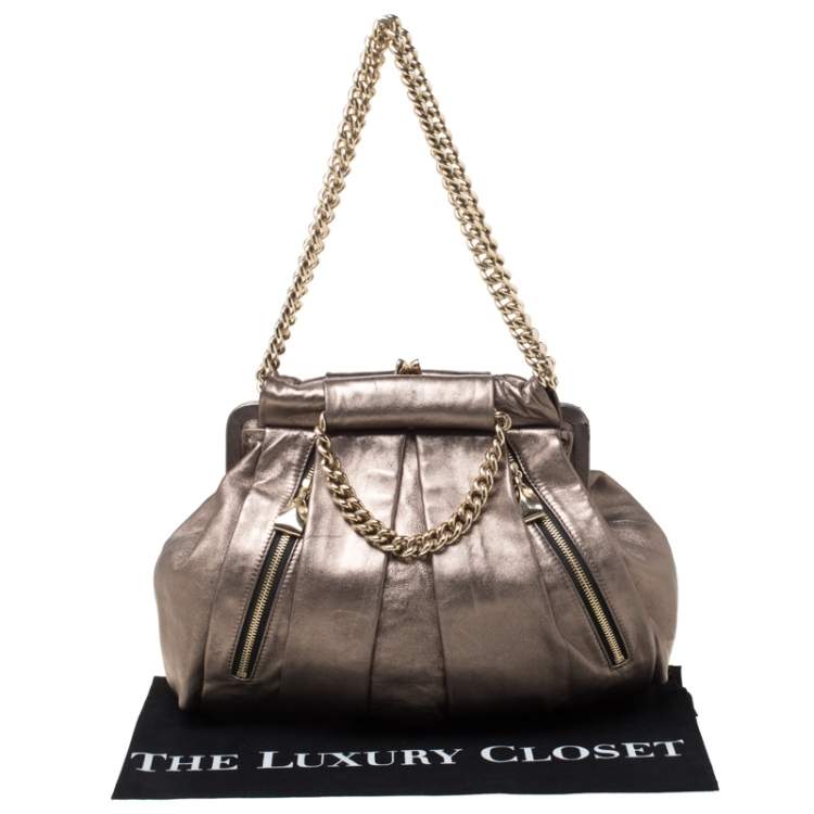 Pre Owned Christian Louboutin Metallic Leather Loubinette Hobo