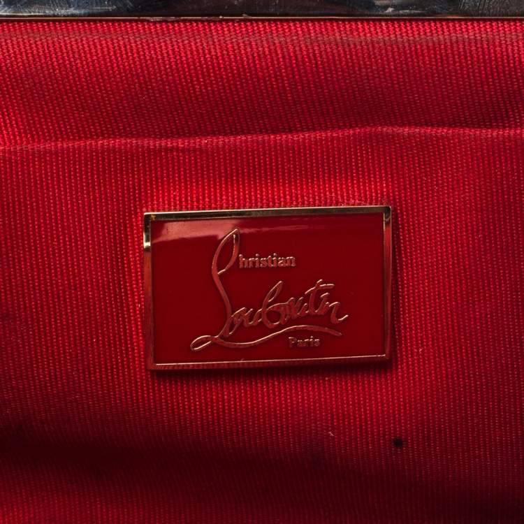 Pre Owned Christian Louboutin Black Satin Loubi Lula Clutch