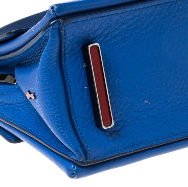 Pre Owned Christian Louboutin Blue Leather Mini Passage Top Handle Bag