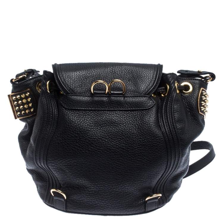 Pre Owned Christian Louboutin Black/Brown Leather and Calfhair Dompteuse Backpack