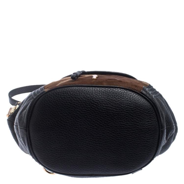 Pre Owned Christian Louboutin Black/Brown Leather and Calfhair Dompteuse Backpack
