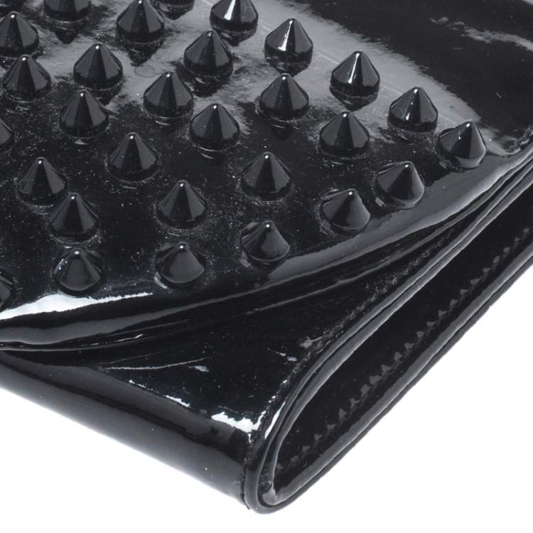 Pre Owned Christian Louboutin Black Patent Leather Pigalle Spikes Clutch
