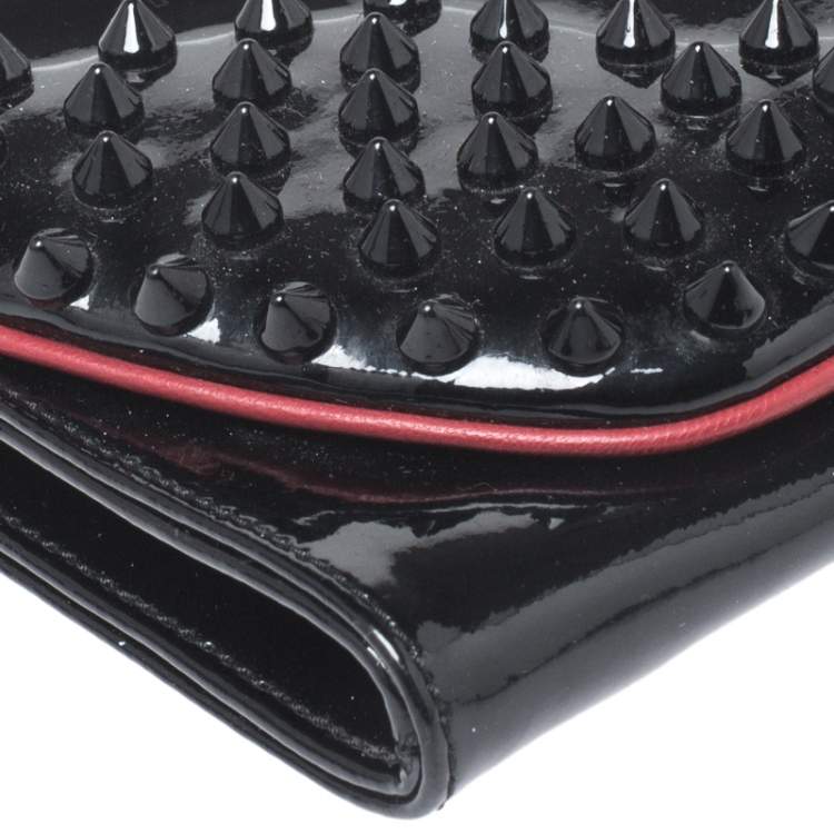 Pre Owned Christian Louboutin Black Patent Leather Pigalle Spikes Clutch