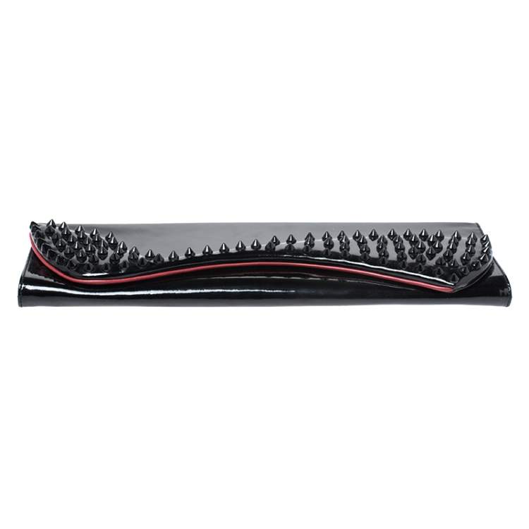 Pre Owned Christian Louboutin Black Patent Leather Pigalle Spikes Clutch