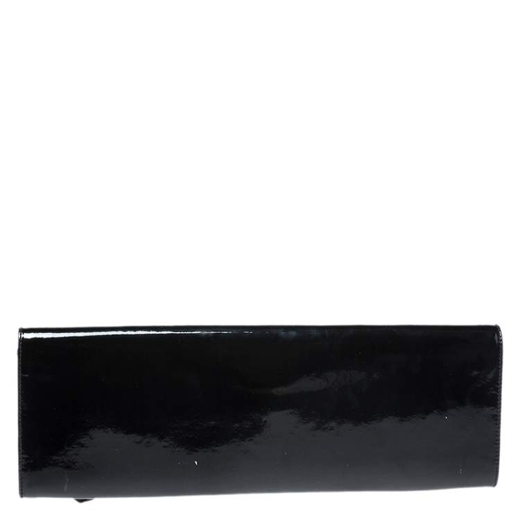 Pre Owned Christian Louboutin Black Patent Leather Pigalle Spikes Clutch