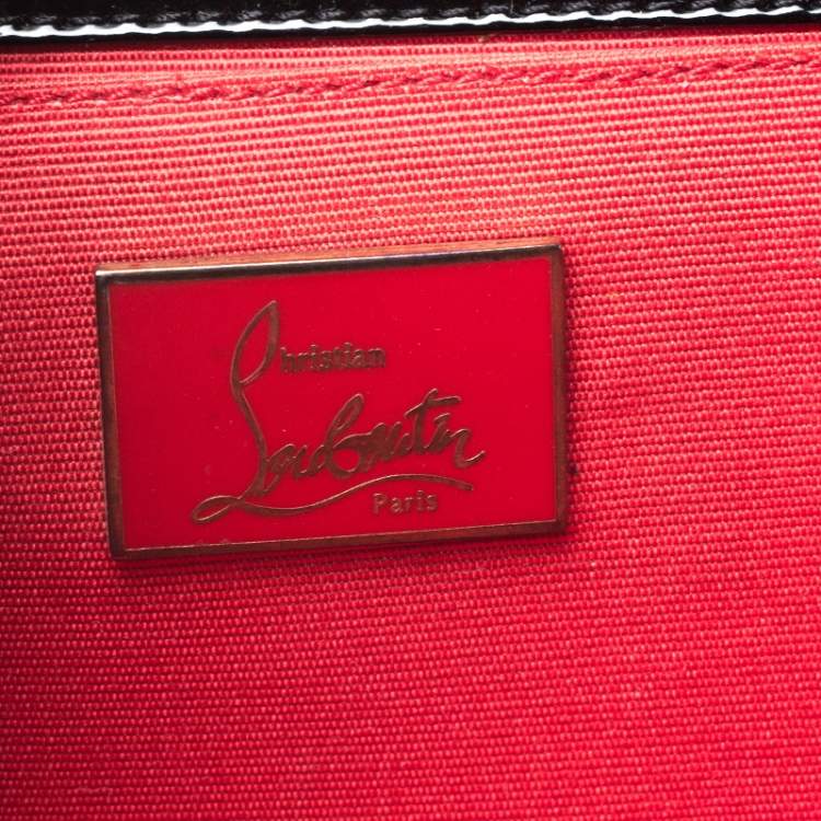 Pre Owned Christian Louboutin Black Patent Leather Pigalle Spikes Clutch