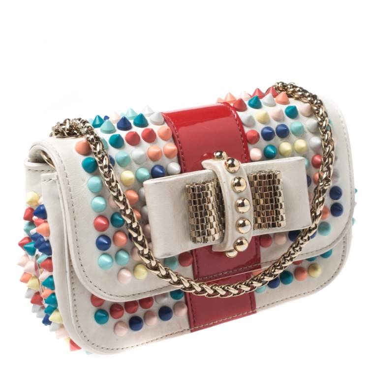 Pre Owned Christian Louboutin Multicolor Leather Mini Spiked Sweet Charity Crossbody Bag