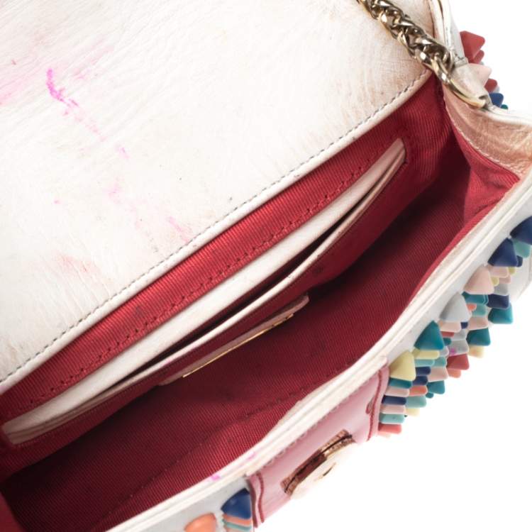 Pre Owned Christian Louboutin Multicolor Leather Mini Spiked Sweet Charity Crossbody Bag