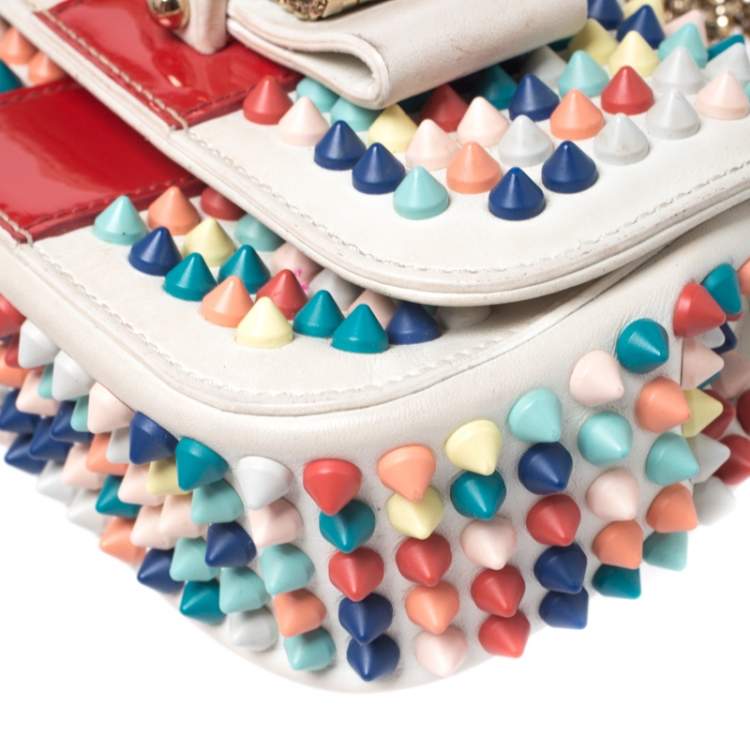 Pre Owned Christian Louboutin Multicolor Leather Mini Spiked Sweet Charity Crossbody Bag