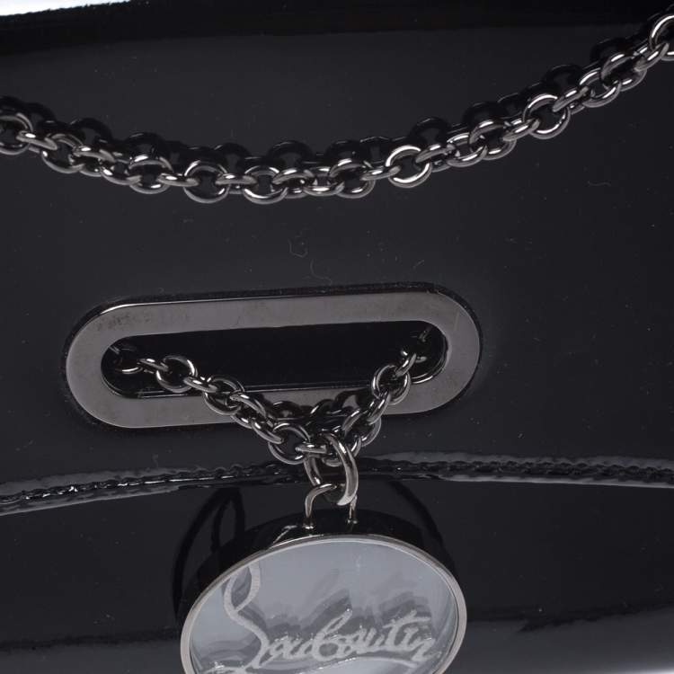 Pre Owned Christian Louboutin Black Patent Leather Riviera Clutch