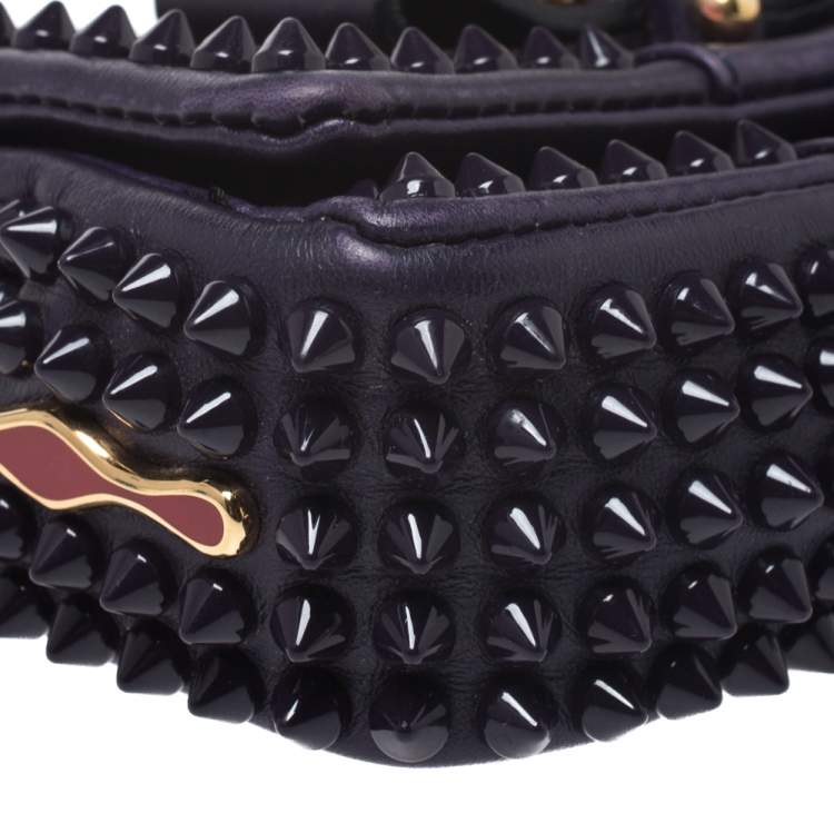Pre Owned Christian Louboutin Purple Leather Mini Spiked Sweet Charity Crossbody Bag