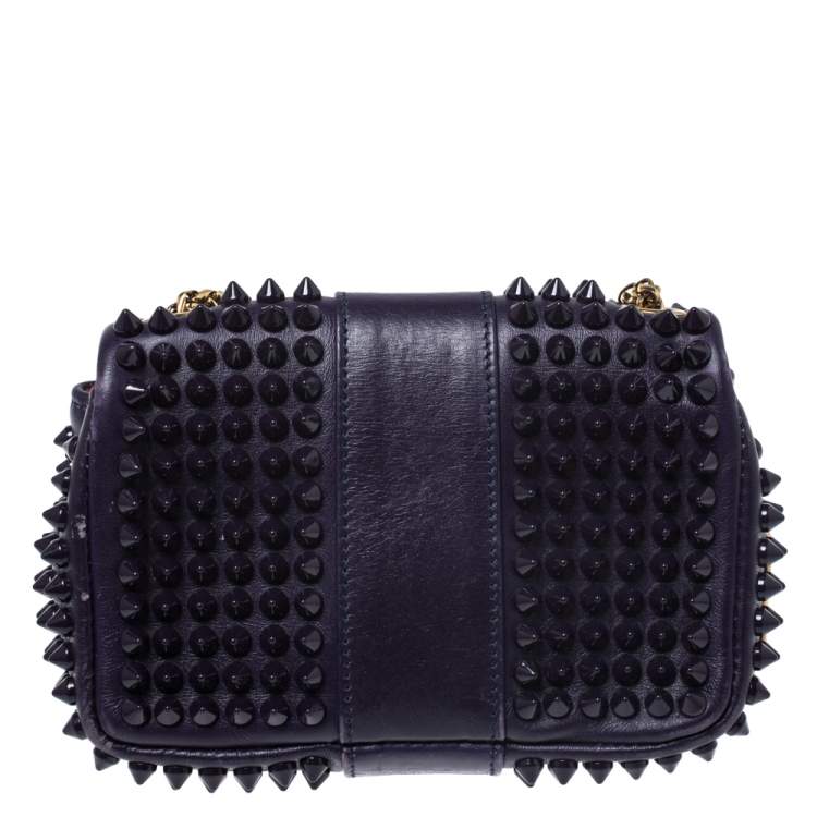 Pre Owned Christian Louboutin Purple Leather Mini Spiked Sweet Charity Crossbody Bag