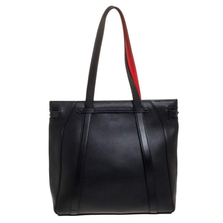 Pre Owned Christian Louboutin Black Leather Studded Crest Tote