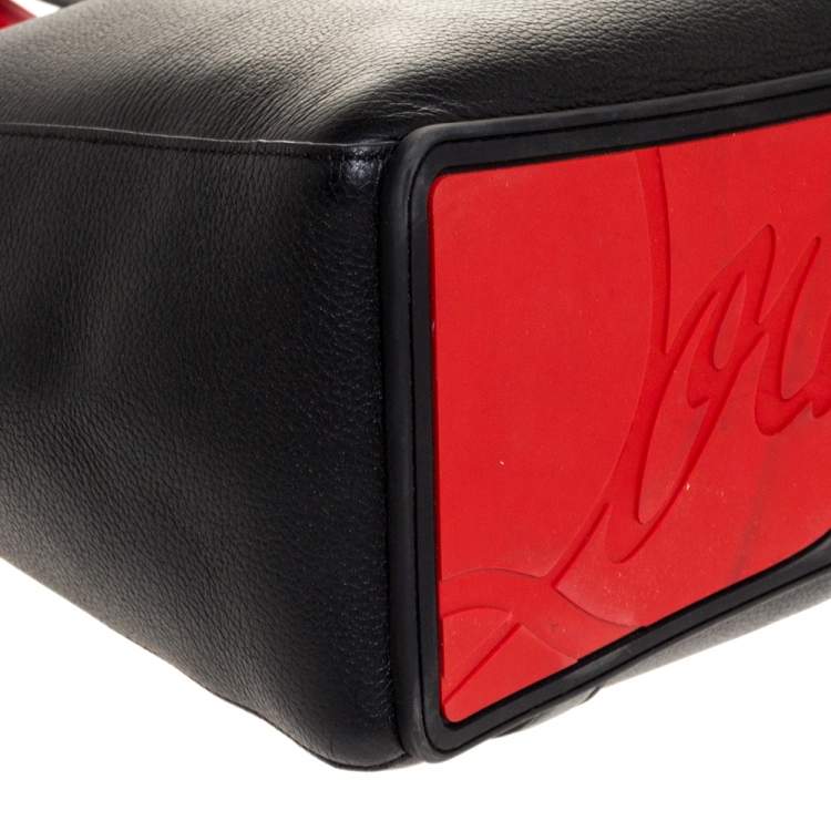 Pre Owned Christian Louboutin Black Leather Studded Crest Tote