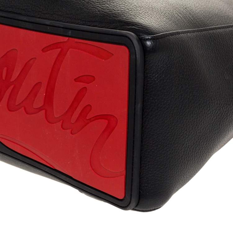 Pre Owned Christian Louboutin Black Leather Studded Crest Tote