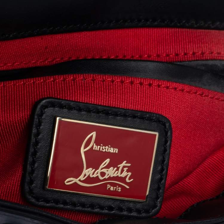 Pre Owned Christian Louboutin Black Leather Mini Spiked Sweet Charity Shoulder Bag
