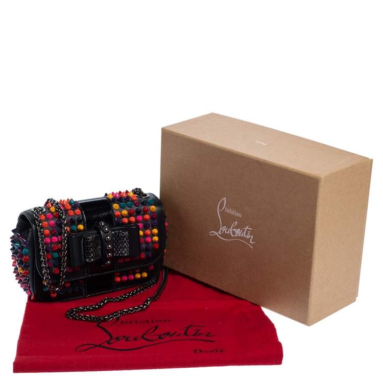 Pre Owned Christian Louboutin Black Leather Mini Spiked Sweet Charity Shoulder Bag