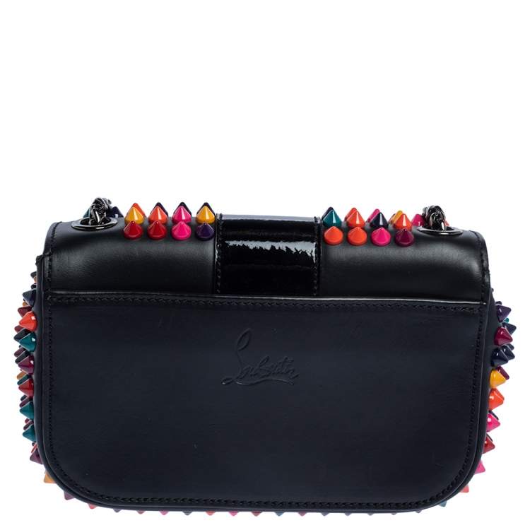 Pre Owned Christian Louboutin Black Leather Mini Spiked Sweet Charity Shoulder Bag