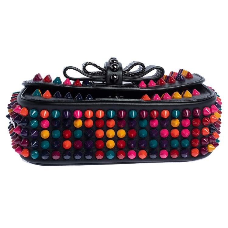 Pre Owned Christian Louboutin Black Leather Mini Spiked Sweet Charity Shoulder Bag