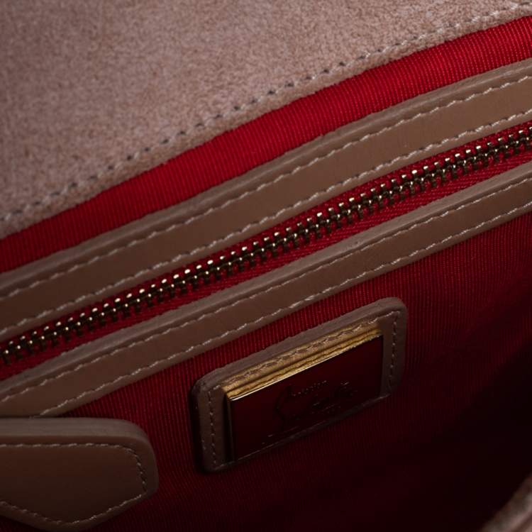 Pre Owned Christian Louboutin Beige Patent Leather Riviera Clutch