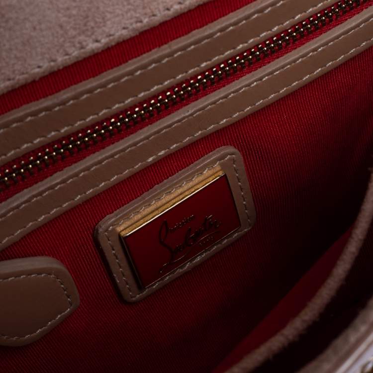 Pre Owned Christian Louboutin Beige Patent Leather Riviera Clutch