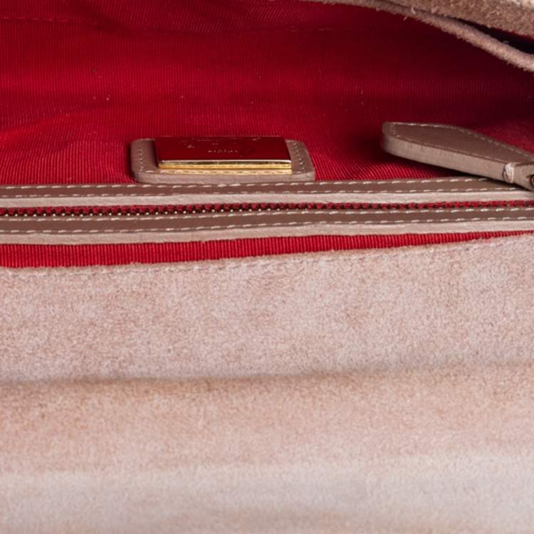 Pre Owned Christian Louboutin Beige Patent Leather Riviera Clutch