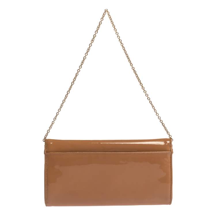 Pre Owned Christian Louboutin Beige Patent Leather Riviera Clutch