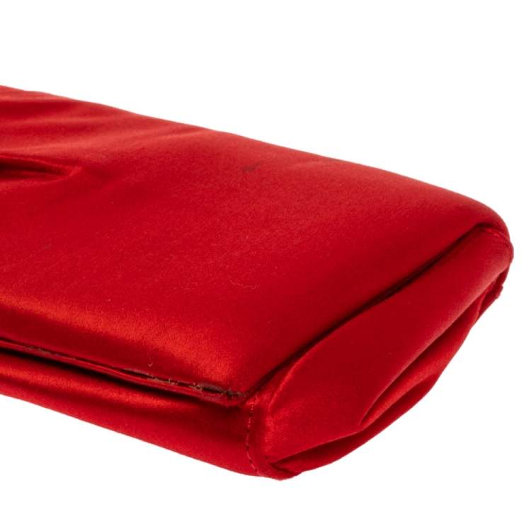 Pre Owned Christian Louboutin Red Satin Clutch